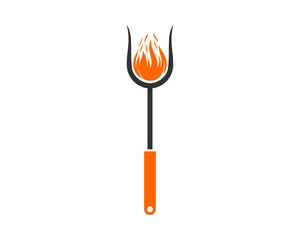 Canvas Print - Grill tool with fire flame on top