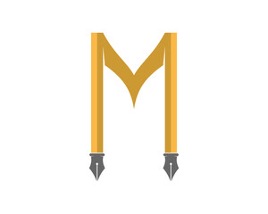 Sticker - M Letter with pen nib logo