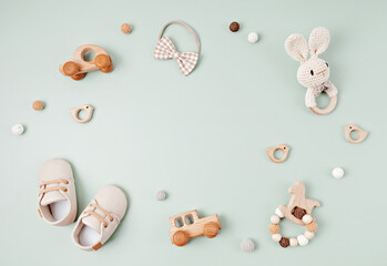 baby shoes and teethers. organic newborn accessories, branding, small business idea