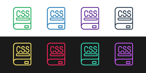 Set line Books about programming icon isolated on black and white background. Programming language concept. PHP, CSS, XML, HTML, Javascript learning. Vector