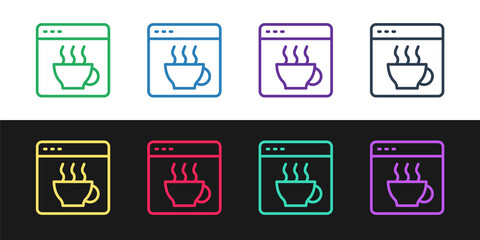 Set line Software, web developer programming code icon isolated on black and white background. Javascript computer script random parts of program code. Vector