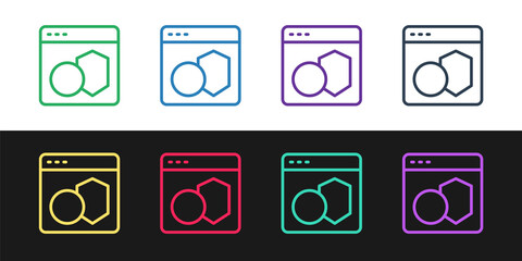 Set line Software, web developer programming code icon isolated on black and white background. Javascript computer script random parts of program code. Vector