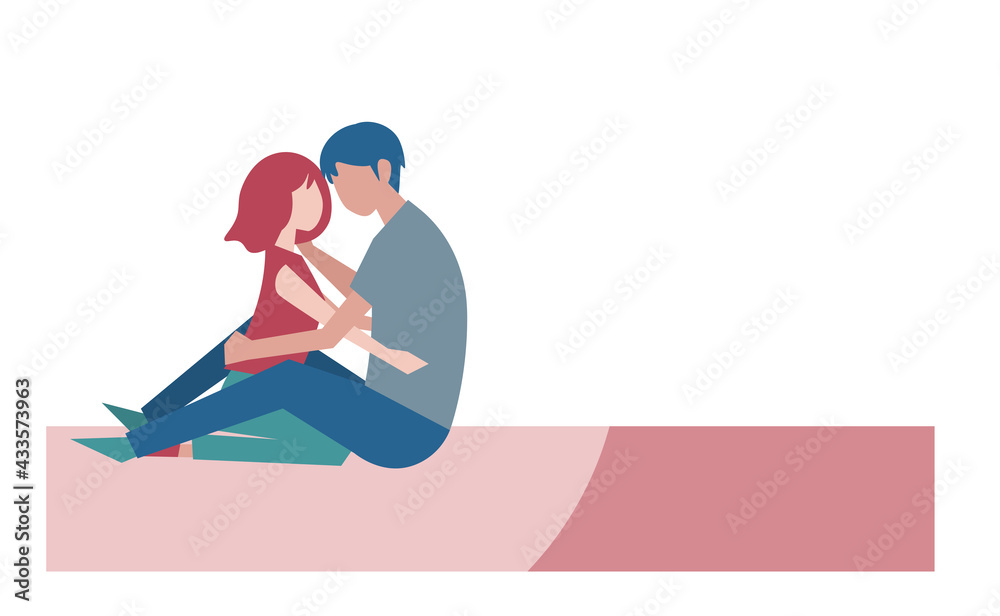 寄り添って見つめあう男女 人物フラットイラスト デフォルメ Wall Mural Rannalinne 寄り添って見つめあう男女 人物フラットイラスト デフォルメ Wall Mural Rannalinne