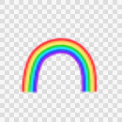 3d rainbow icon on a transparent background. Detailed isolated symbol. Cute realistic vector illustration with blur effect