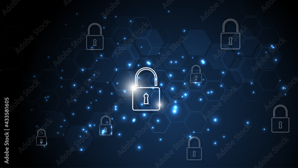 Padlock Security cyber digital concept Abstract technology background ...