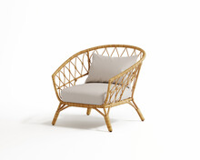 3d Rendering Of An Isolated Modern Rattan Lounge Chair	
