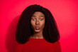 © deagreez - Photo of young black woman pouted lips send air kiss you romantic feelings isolated over red color background