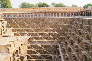 Poster - Details of the Chand Baori, the oldest, deepest, and largest step wells in the village of Abhaneri