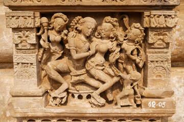 Poster - Closeup of the stone sculptures of Chand Baori in the village of Abhaneri in Rajasthan