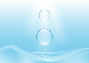 Wall Mural - Falling blue water drops on water surface vector illustration