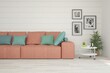 © AntonSh - White living room with sofa. Scandinavian interior design. 3D illustration