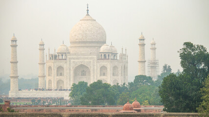 Sticker - Taj Mahal ivory-white marble mausoleum on the south bank of Yamuna river in Agra, India