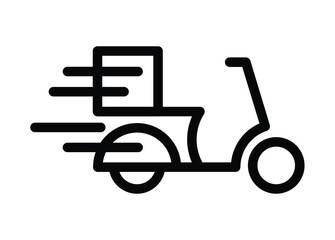 Motorcycle fast delivery icon symbol, Pictogram flat outline design for apps and websites, Isolated on white background, Vector illustration