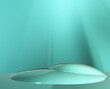 © Baanina - 3d render of a sky blue and white background. Soft blue empty perspective room studio gradient with backdrop spotlight used for background and display your product. Attractive new stone style podium.