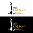 © ananaline - miss pageant logo - black and yellow gold The beauty queen pageant sign and line waves vector design