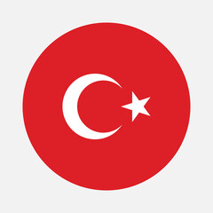 Round flag of Turkey country. Turkey flag with button or badge.