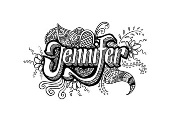 Wall Mural - Jennifer Name doodle-A3