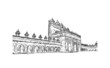 Building view with landmark of Fatehpur is the city in India. Hand drawn sketch illustration in vector.