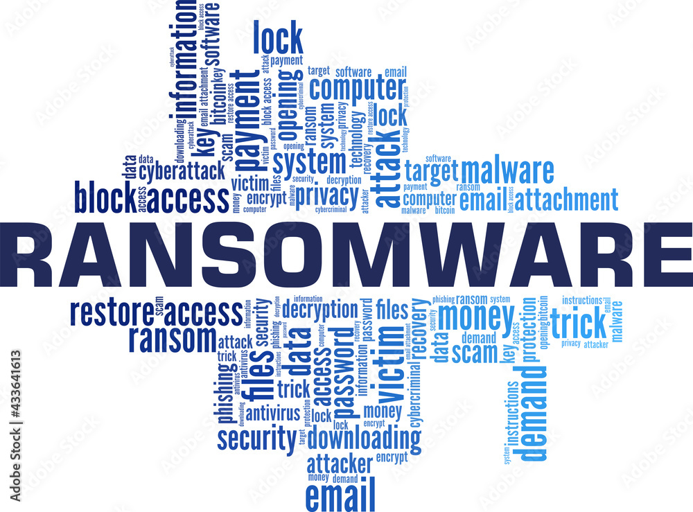 Ransomware vector illustration word cloud isolated on a white ...