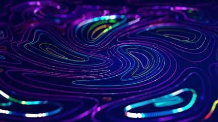 Leinwandbilder - Big Data concept. Information field, data flow. Digital neural network. Introduction of artificial intelligence. Cyberspace of future. Abstract business 3D illustration