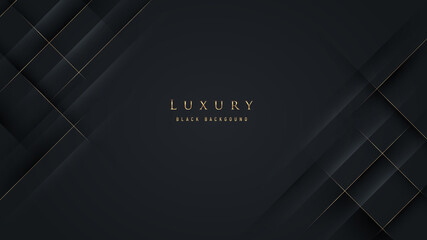 Wall Mural - Abstract luxurious black background with golden line. Elegant modern background with copy space. You can use for cover brochure template, poster, banner web, print ad, etc.