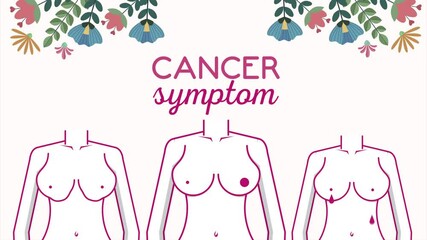 Canvas Print - breast cancer awareness animation with bodies girls