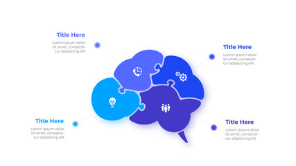 Poster - Infographic brain puzzle design template. Modern vector illustration. Concept of 4 steps or options of business process