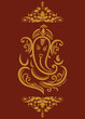 Illustration of a sketch of Lord Ganesha silhouette on a brown background