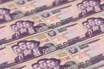 KPW. The North Korean won banknotes