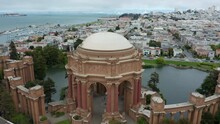 Flying Counter Clockwise Around Palace Of Fine Arts In San Francisco
