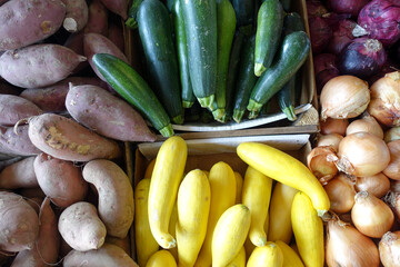 A Variety of Vegetables for Sale at a Farmers Market