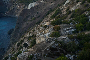 View at Cape Fiolent at blue hour after sunset. Beautiful seascape.