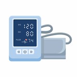Fototapeta Dinusie - Medical tonometer and optimal blood pressure. Electronic blood pressure monitor. Digital sphygmomanometer. Isolated vector object on white background