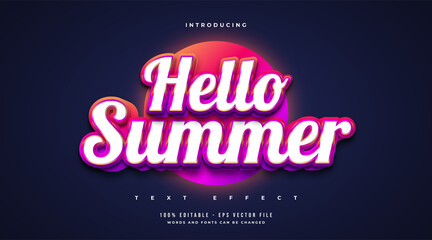 Wall Mural - hello summer text in colorful style and realistic embossed effect. editable text effect