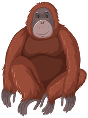 Poster - Orangutan wild animal on white background