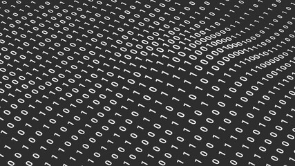 Wall Mural - random digital binary data moving in wave background, abstract futuristic computer programing code t