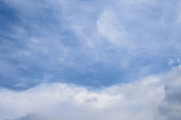 Abstract background of white fluffy clouds on a bright blue sky