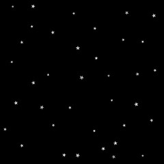 Sticker - starry night sky silver glitter stars seamless pattern isolated on a black background