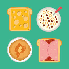 Wall Mural - breakfast icon set