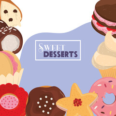 Wall Mural - sweet desserts cartoon