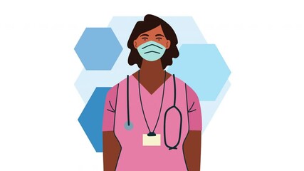 Sticker - afro doctor professional character animation