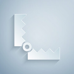 Poster - Paper cut Trap hunting icon isolated on grey background. Paper art style. Vector