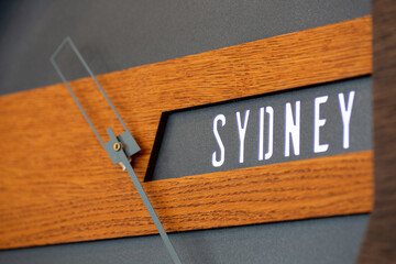 Closeup shot of decorative clock with Sydney text