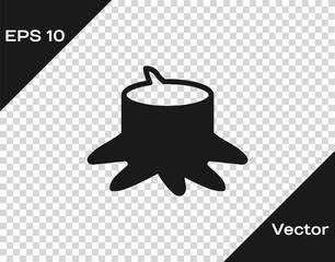 Sticker - Black Tree stump icon isolated on transparent background. Vector