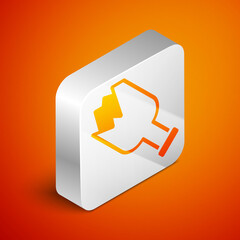 Sticker - Isometric Broken bottle as weapon icon isolated on orange background. Silver square button. Vector