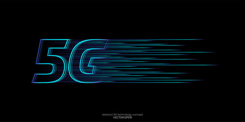 Wall Mural - vector 5g hight speed network technology concept by blue light lines speed motion pattern isolated o