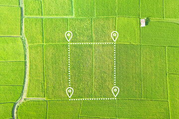 Wall Mural - land plot in aerial view. gps registration survey of property, real estate for map with location, ar