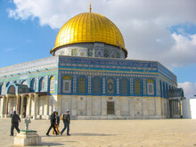 Dome Of The Rock, Jerusalem, Palestine. Landscape For The Holy Dome Of The Rock Aqsa Mosque In Al-Quds.
