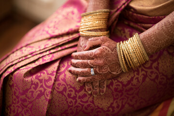 Henna tattoos on married woman hands