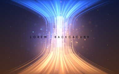 Wall Mural - Abstract blue and gold light lines background